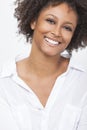 Mixed Race African American Woman Girl in White Shirt Royalty Free Stock Photo