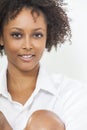 Mixed Race African American Woman Girl in White Shirt Royalty Free Stock Photo