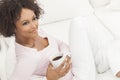 Mixed Race African American Young Woman Drinking Coffee Tea Royalty Free Stock Photo