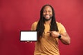 African American man pointing at the tablet Royalty Free Stock Photo