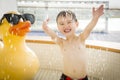 Mixed Race Boy Having Fun at the Water Park Royalty Free Stock Photo