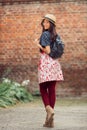 Mixed race college student girl at campus outdoors Royalty Free Stock Photo