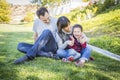 Mixed Race Family Having Fun Outside Royalty Free Stock Photo