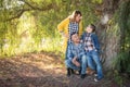 Chatty Mixed Race Family Portrait Outdoors Royalty Free Stock Photo