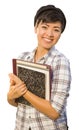 Mixed Race Female Student Holding Books Isolated Royalty Free Stock Photo