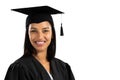 Mixed race female student on white background