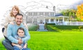 Mixed Race Hispanic and Caucasian Family In Front of Gradation o