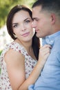 Mixed Race Romantic Couple Portrait in the Park