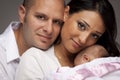 Mixed Race Young Family with Newborn Baby