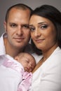 Mixed Race Young Family with Newborn Baby Royalty Free Stock Photo