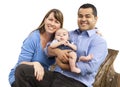 Mixed Race Young Family on White Royalty Free Stock Photo