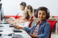 Mixed Racial group Of Elementary School Children In Computer Class Royalty Free Stock Photo