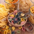 Mixed raw pasta Royalty Free Stock Photo