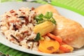 Mixed rice with chicken meat and vegetables