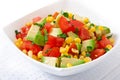 Mixed salad with avocado, tomatoes and sweet corn Royalty Free Stock Photo