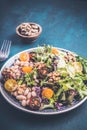 Mixed salad with beans and walnut kernels Royalty Free Stock Photo