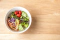 mixed Salad bowl on wooden table Royalty Free Stock Photo