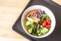 mixed Salad bowl on wooden table Royalty Free Stock Photo