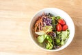 Mixed Salad bowl on wooden table Royalty Free Stock Photo