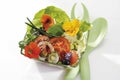 mixed salad with edible flowers.