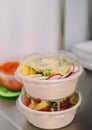 Mixed salad in individual containers to take away