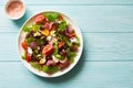 Mixed salad leaves, cherry tomatoes and red onions fresh salad