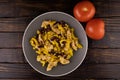 Mixed salad and tomatoes from chicken fillet and yellow pepper Royalty Free Stock Photo