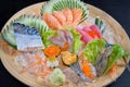 Mixed sashimi - japanese food style on black background Royalty Free Stock Photo