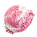 A mixed scoop of vanilla and cherry ice cream isolated on white background Royalty Free Stock Photo