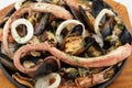 Mixed seafood platter. Assorted sea food on plate. Close up Royalty Free Stock Photo