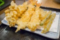 Mixed shrimp and vegetable deep fry Tempura Royalty Free Stock Photo
