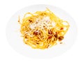Mixed Spaghetti alla Sorrentina on white plate