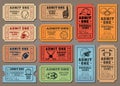 Mixed Sports Game tickets set. Full vector Retro illustration collection.