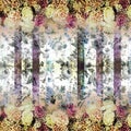 Mixed Striped Design with Flowers and Animals Skin Ready for Textile Prints. Royalty Free Stock Photo