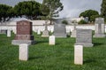 Mixed style tombstones, Rosecrans Cemetery, San Diego, CA, USA Royalty Free Stock Photo