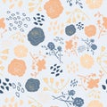 Mixed Summer Florals in Blue and Coral