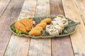 Mixed sushi platter with Norwegian salmon sashimi, salmon Royalty Free Stock Photo