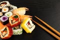 Mixed Sushi Rolls On A Slate Background Royalty Free Stock Photo