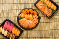 mixed sushi set on black box Royalty Free Stock Photo