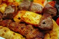 Mixed Turkish kebab with sish adana and chicken with appetizers