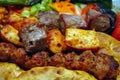 Mixed Turkish kebab with sish adana and chicken with appetizers