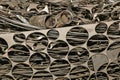 Mixed type stainless steel waste. Close-up. Royalty Free Stock Photo