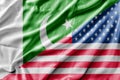 Mixed USA and Pakistan flag, three dimensional render Royalty Free Stock Photo