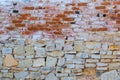 Mixed used bricks and stone flat wall texture