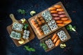 Mixed and various fresh Sushi Royalty Free Stock Photo