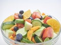 Mixed fruit and vegetable salad in a glass bowl Royalty Free Stock Photo