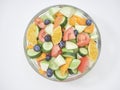 Mixed fruit and vegetable salad in a glass bowl Royalty Free Stock Photo