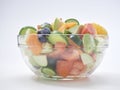 Mixed fruit and vegetable salad in a glass bowl Royalty Free Stock Photo