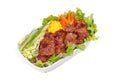 Mixed vegetable salad topped sliced grilled pork Royalty Free Stock Photo