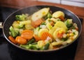 Mixed vegetables boiled in pan Royalty Free Stock Photo